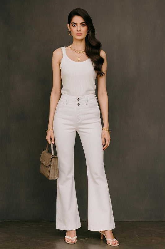 Luna-White flared Jeans